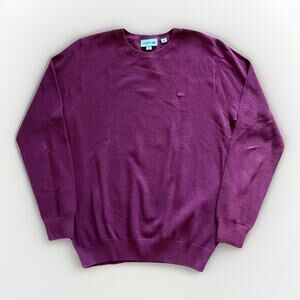 Lacoste Crew Neck Sweater Men's Size Medium Cotton Burgundy Waffle Knit